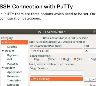 PuTTY Session Konfiguration