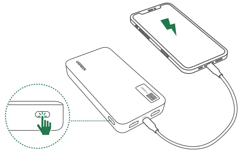 Anschluss der Powerbank an ein Gerät