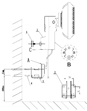 Wandmontage-Diagramm und Zugschalter-Einstellungen