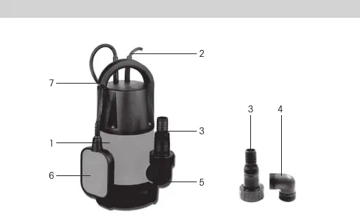 Diagramm der Tauchpumpe mit Bauteilen