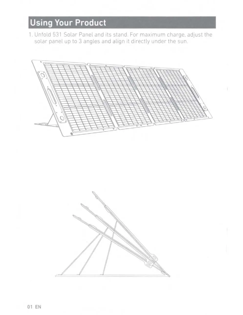 Einstellen der Winkel des Solarpanels