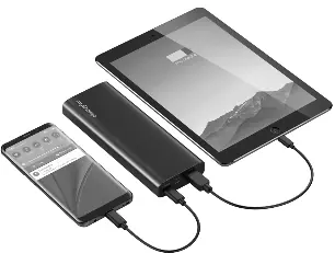 Anschluss der Powerbank an mobile Geräte