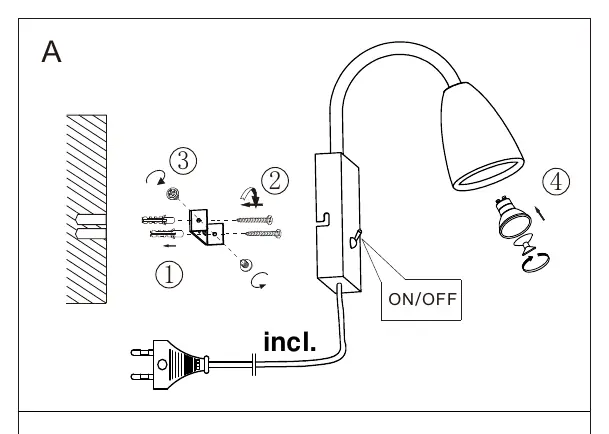 Montagevariante A: Anschluss mit Stecker
