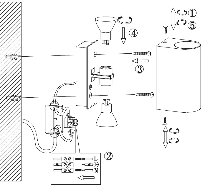 Installationsdiagramm der Wandleuchte