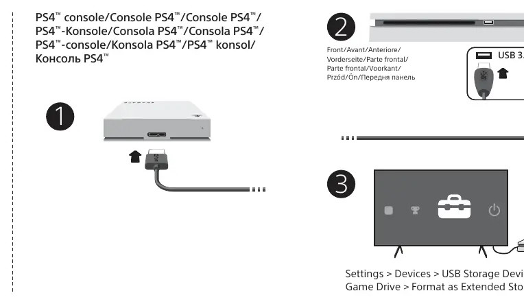 Anschluss der Game Drive an die PS4-Konsole
