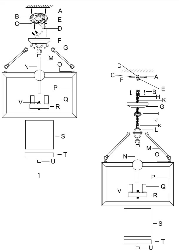 Montageübersicht für Flush- und Pendant-Installation