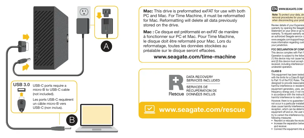 Anschlussdiagramm für die Seagate Expansion Desktop Drive