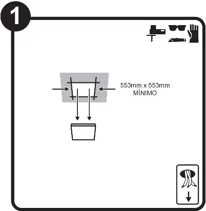 Schritt 1: Vorbereitung des Deckenausschnitts (553mm x 553mm).
