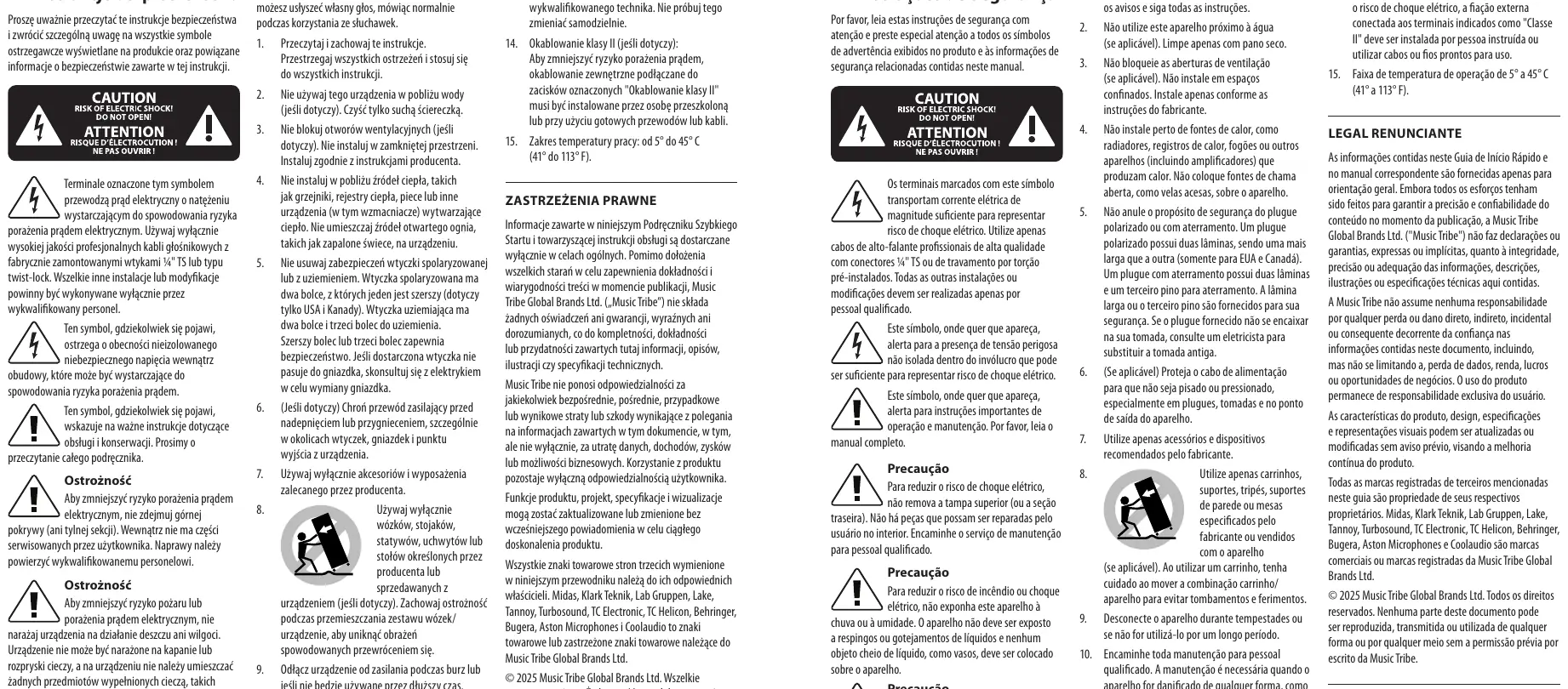 Sicherheitshinweise und Warnsymbole für den Betrieb des Lautsprechersystems