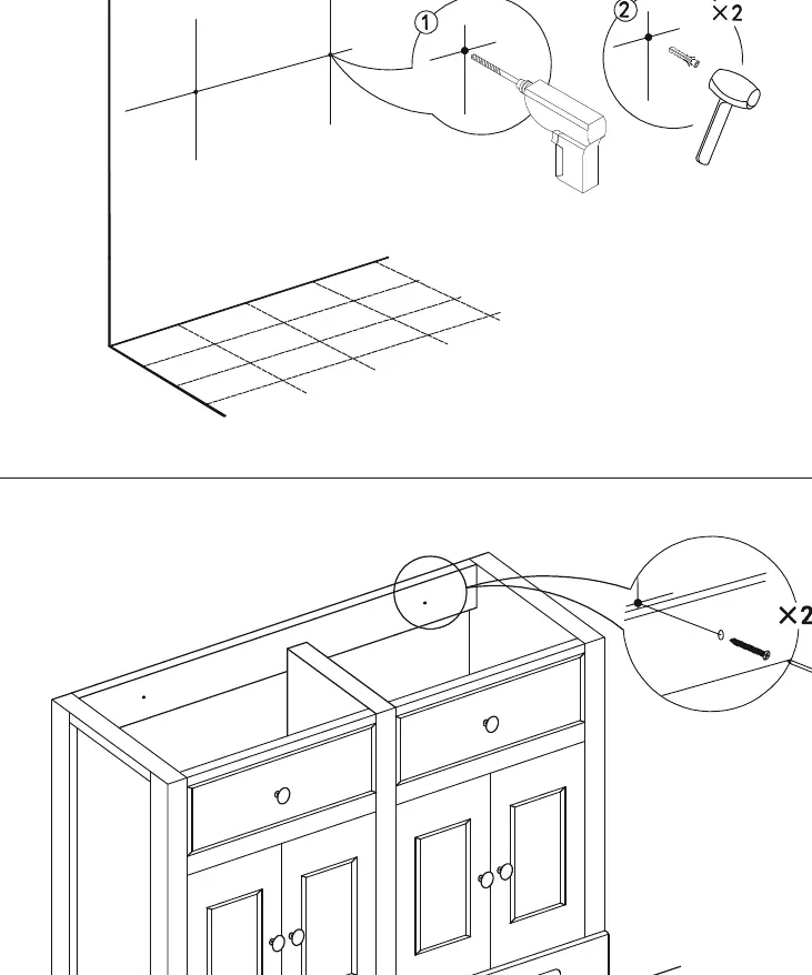 Wandmontage des Schranks