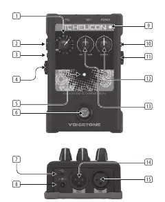 Übersicht der Bedienelemente und Anschlüsse des Voicetone C1