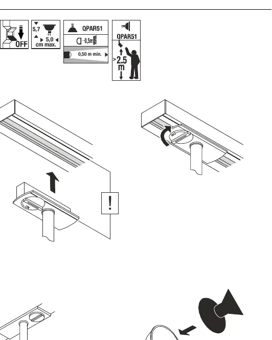 Montage des Adapters in die Stromschiene und Ausrichtung des Leuchtenkopfes.