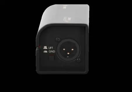 Ausgangsseite mit XLR-Buchse und Ground-Lift-Schalter