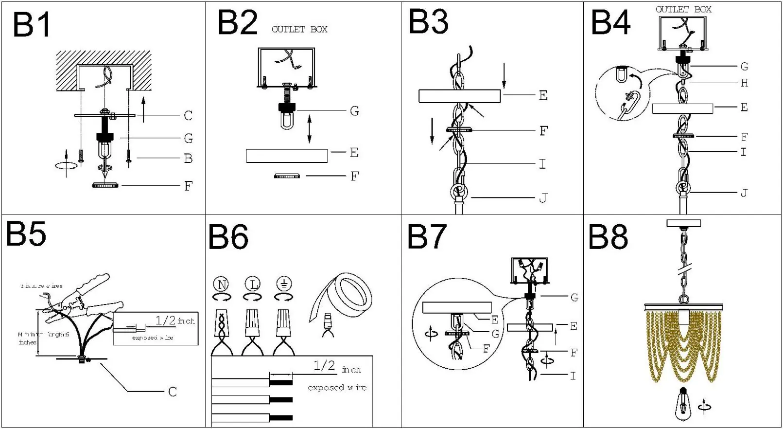 Installationsschritte B1 bis B8