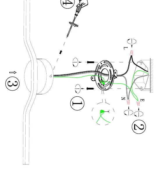 Schritt-für-Schritt-Diagramm zur Montage und zum elektrischen Anschluss