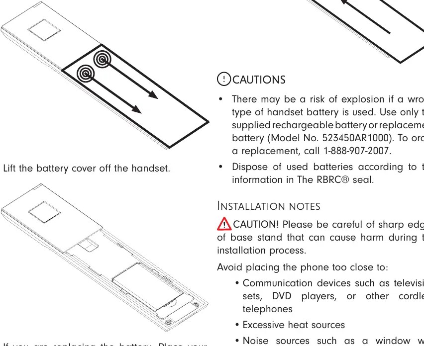 Installation des Akkus im Handset