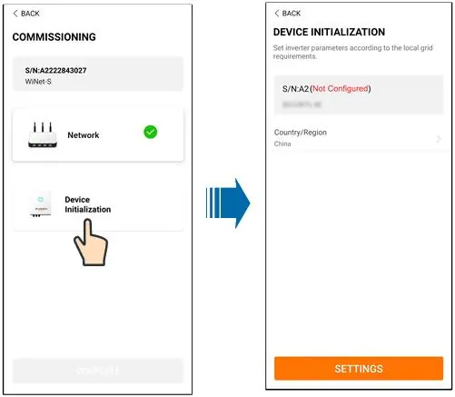 Schritte zur Geräteinitialisierung in der App