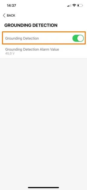 Deaktivierung der Erdungserkennung in der App