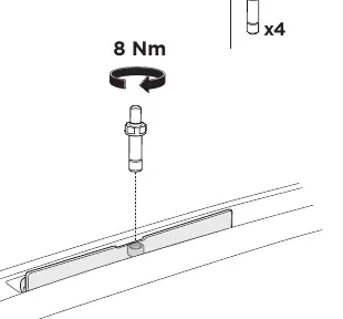 Festziehen der Bolzen mit 8 Nm