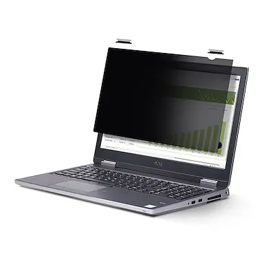 Anbringung des Datenschutzfilters am Laptop-Display