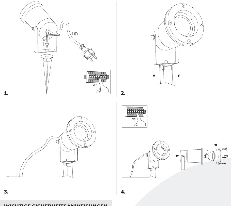 Installationsschritte für den LED-Gartenstrahler