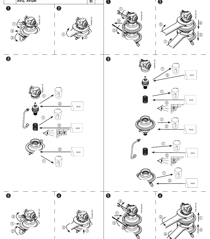 Schritt-für-Schritt-Anleitung für AVP, AVP-F, AVPB, AVPB-F, AVD, AVQ, AVQM Ventile.