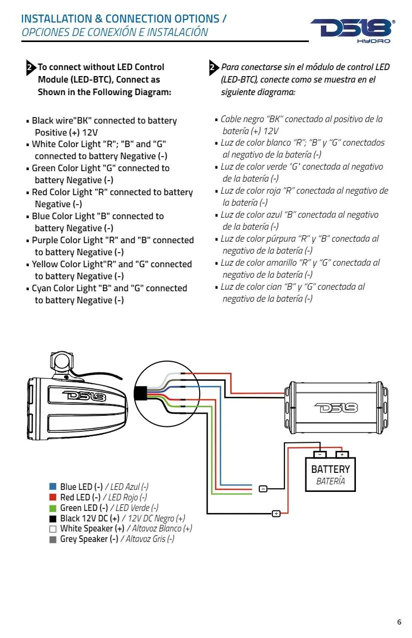 Schaltplan für den Anschluss ohne LED-Steuermodul