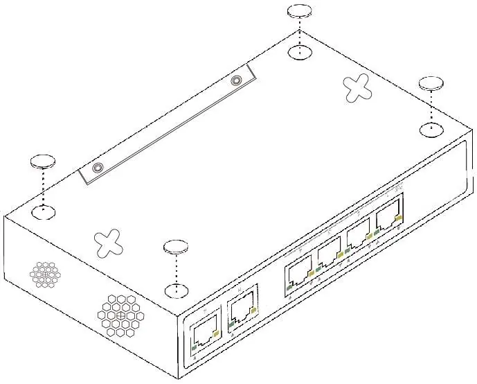 Anbringung der Gummifüße für die Desktop-Installation