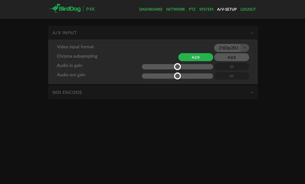 A/V Input Konfiguration