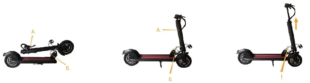 Schritte zum Aufklappen des Scooters