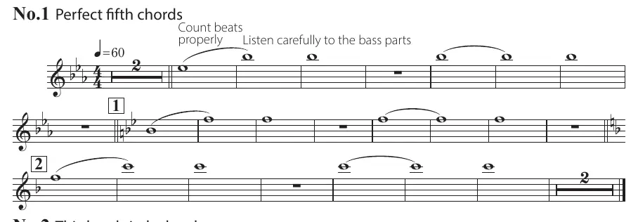 Beispiel für die Notationsstruktur der Übungen (Flöte)