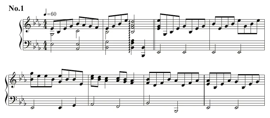 Beispiel für Klavier-Noten
