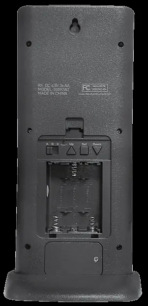 Rückseite der Anzeigeeinheit mit A-B-C-Schalter und Batteriefach.