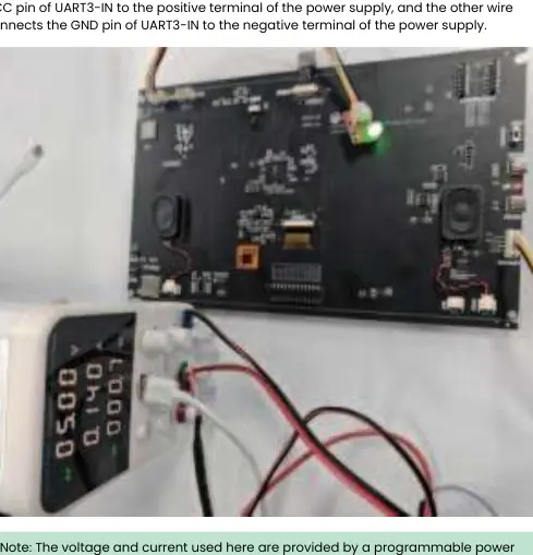Anschluss der externen Stromversorgung an UART3-IN