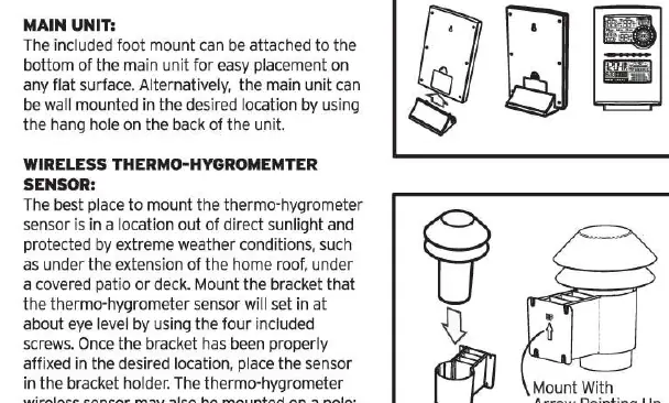 Montage der Haupteinheit und des Thermo-Hygrometer-Sensors