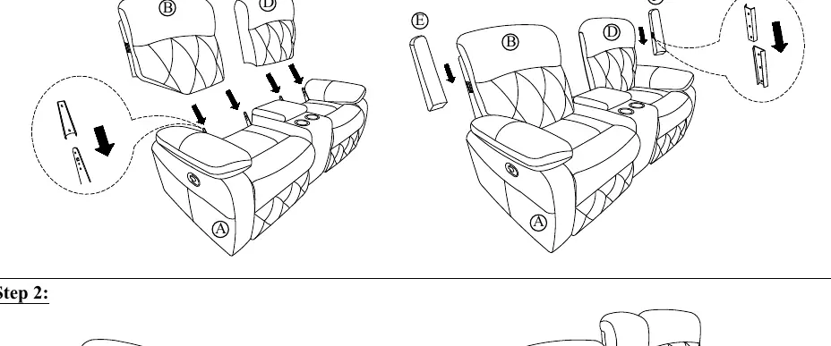 Schritt 1: Einsetzen der Rückenlehnen und Flügel