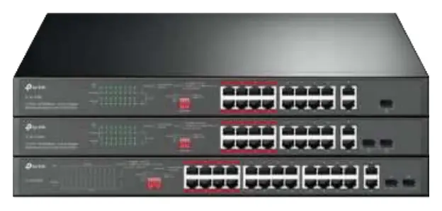 TP-Link Unmanaged PoE+ Switch (Modellreihe TL-SL1218MP/TL-SL1218P/TL-SL1226P)