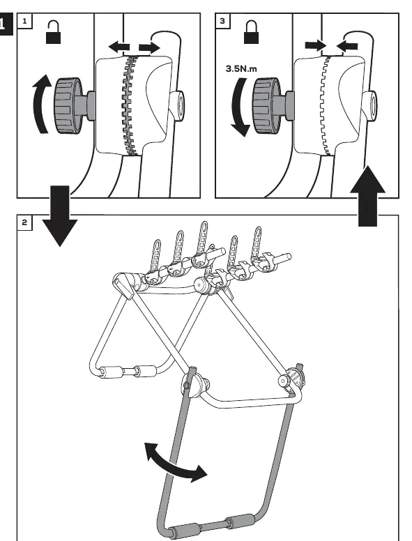 Einstellung des Fahrradträgers auf dem Boden