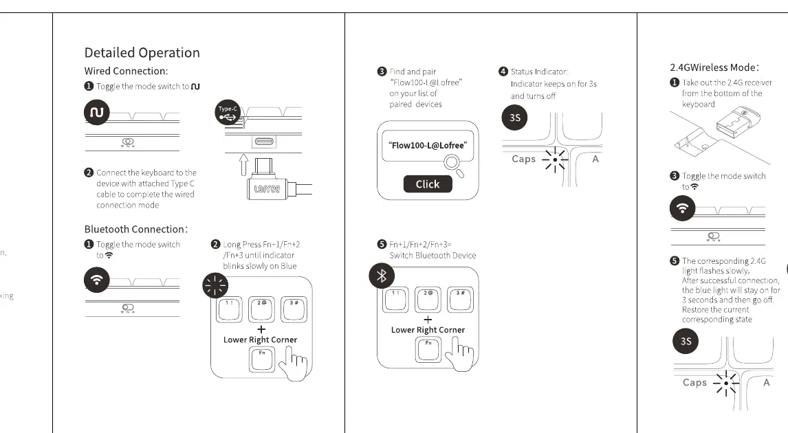 Anleitung zur Einrichtung der Verbindungsmodi (Wired, Bluetooth, 2.4G)