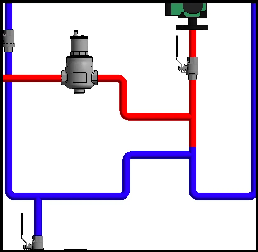 Hydraulisches Schema: Ein Kessel mit einem Heizkreis und Warmwasser