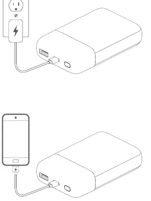 Ladevorgang der Power Bank und Anschluss eines Mobilgeräts