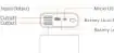 Powerbank-Diagramm mit Anschlüssen und Taste
