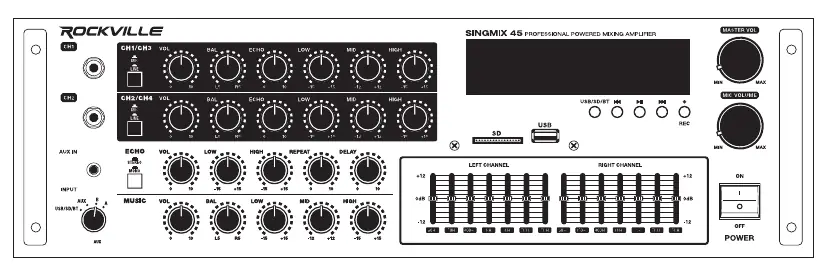 Frontpanel des Rockville SINGMIX 45
