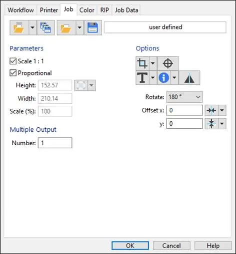 Einstellung der 180-Grad-Drehung im Textile Productionserver