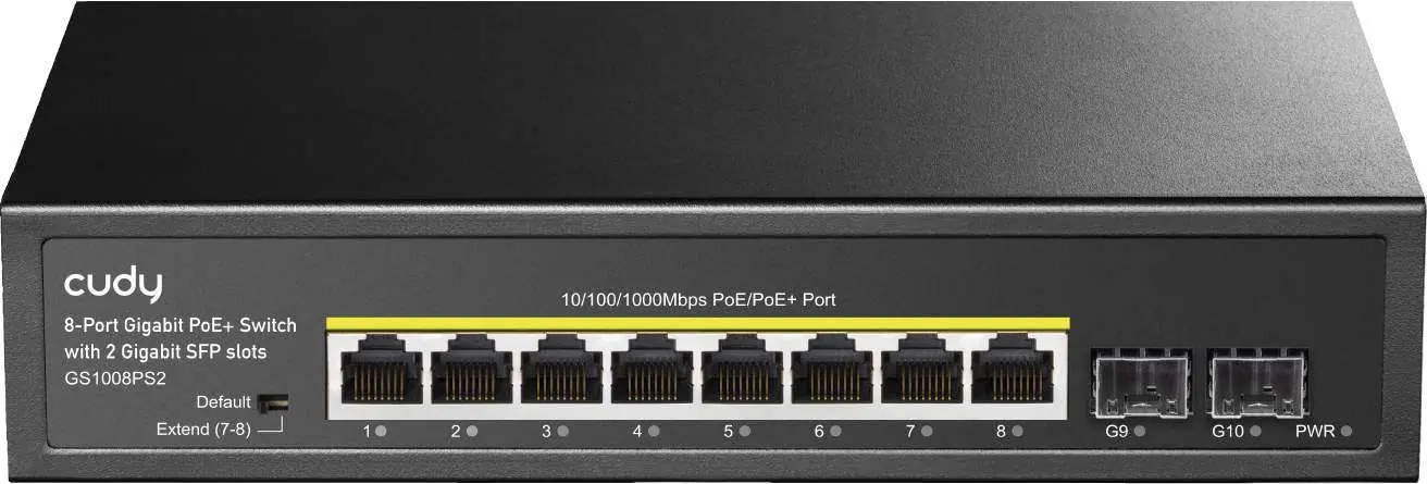Frontansicht des Cudy GS 1008PS2 Switches