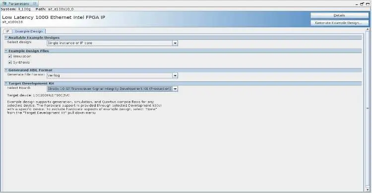 Parameter Editor für das Designbeispiel
