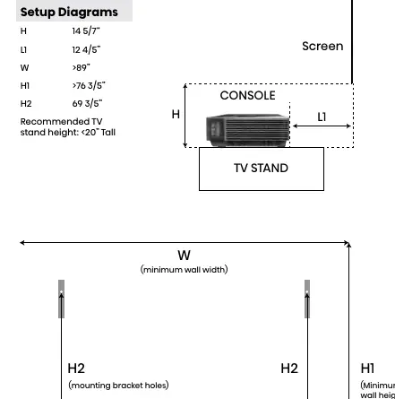 Setup-Diagramm mit Abstandsmaßen