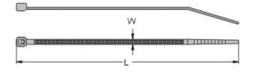 Schematische Darstellung der Kabelbinder-Abmessungen
