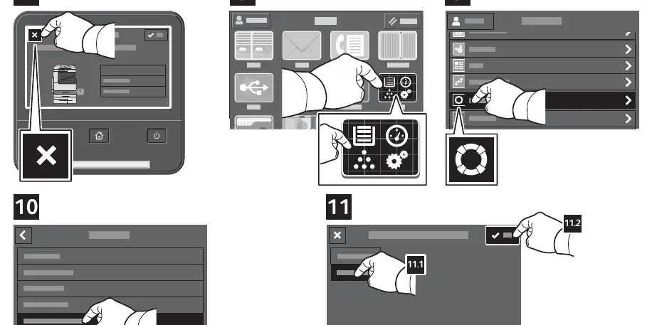 Menüführung am Touchscreen zur Aktivierung der Umschlagoption.