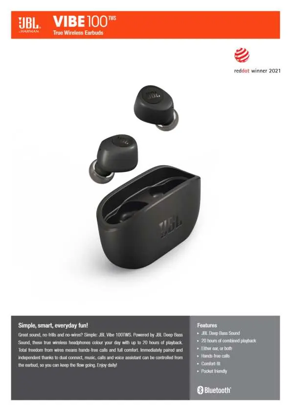 JBL VIBE 100TWS Kopfhörer und Ladecase